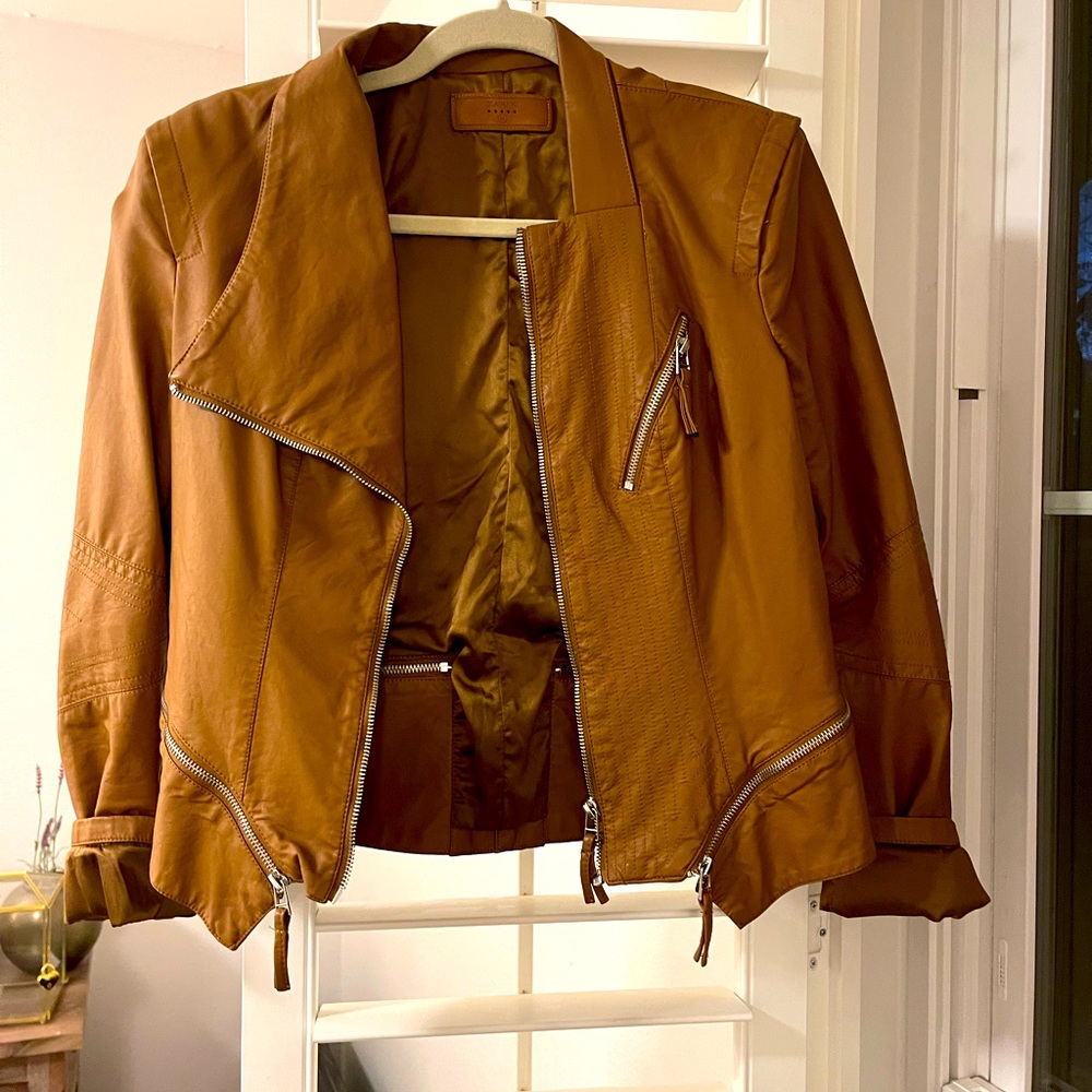 Faux leather tan jacket